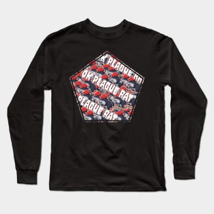 OK Plague Rat Red Hat Crowd Design Diagonal Print Pentagon Long Sleeve T-Shirt